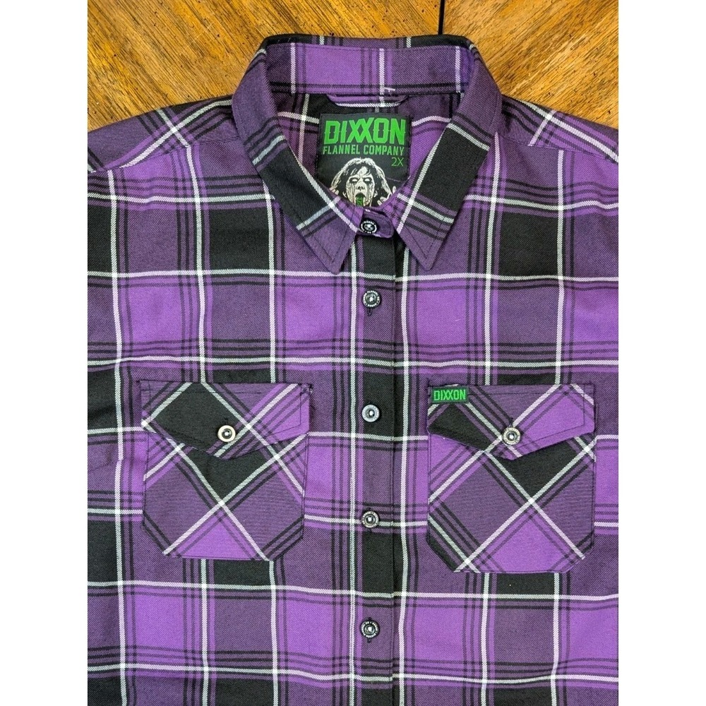 Dixxon Flannel 2XL Womens Regan Purple Plaid Long Sleeve Button Up Excellent Con